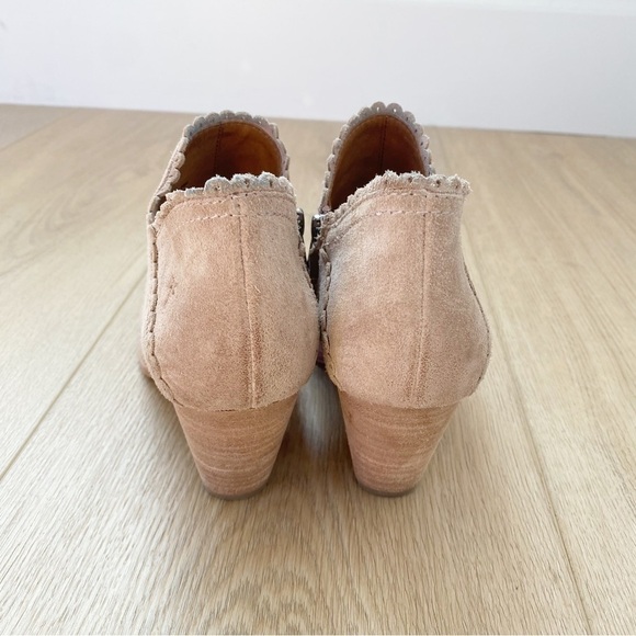 FRYE Reed Scallop boot bootie shootie pale blush pink suede western cowgirl - Picture 6 of 7